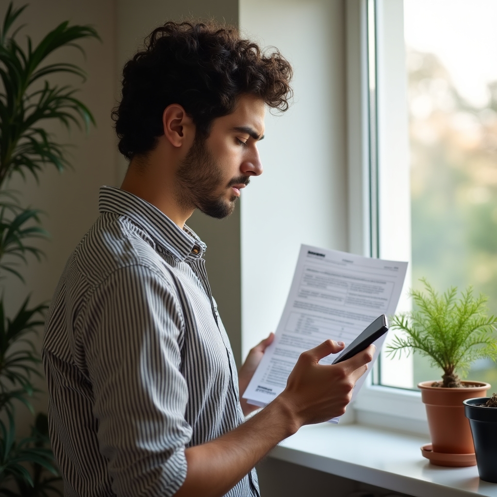 Studente al telefono per la voltura delle utenze del nuovo appartamento